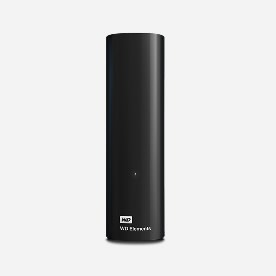 A black Western Digital My Book external desktop hard drive.