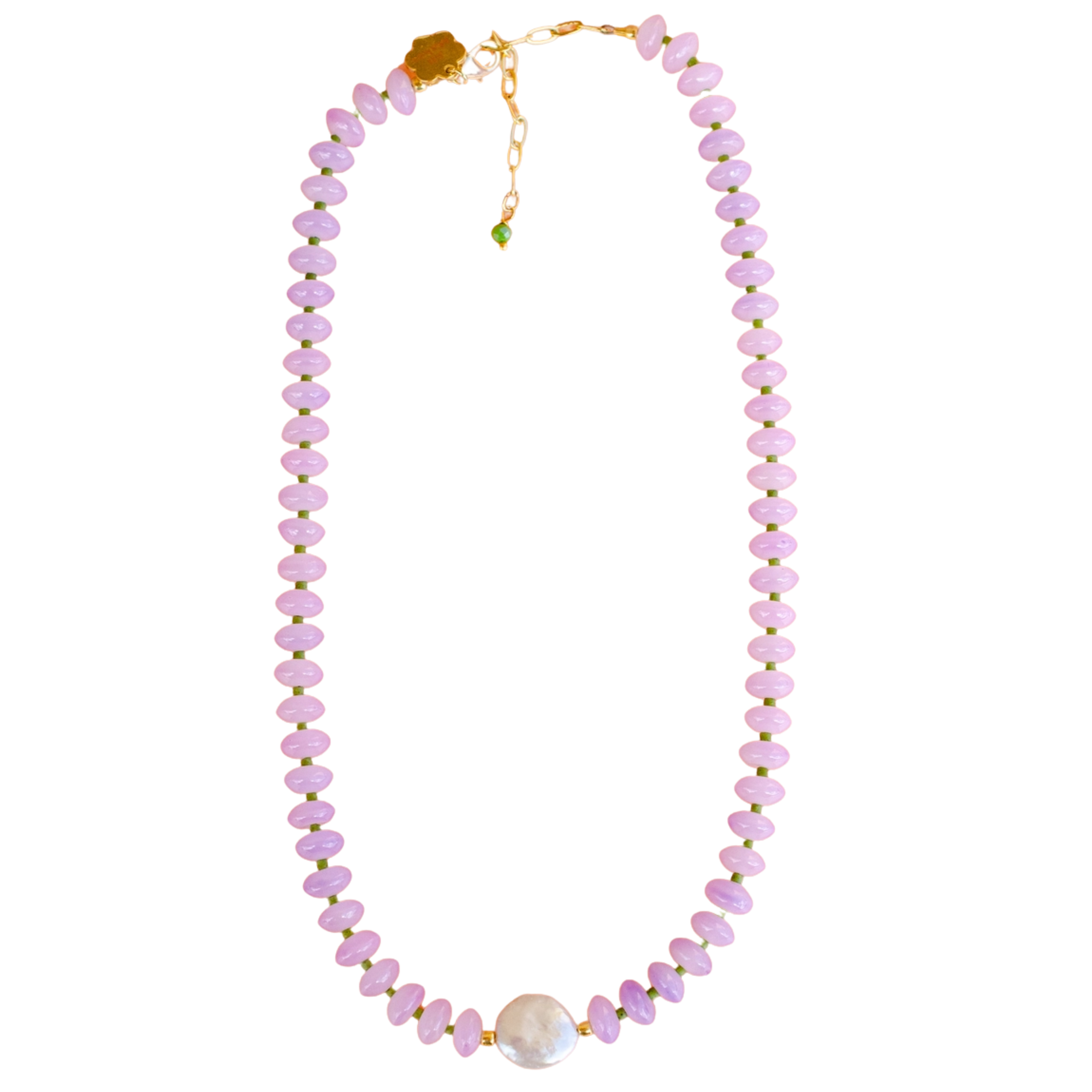 Image of Dew Drop - Purple & Pearl Beaded Necklace