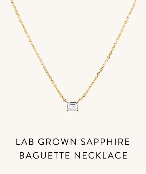 Lab Grown Sapphire Baguette Necklace.