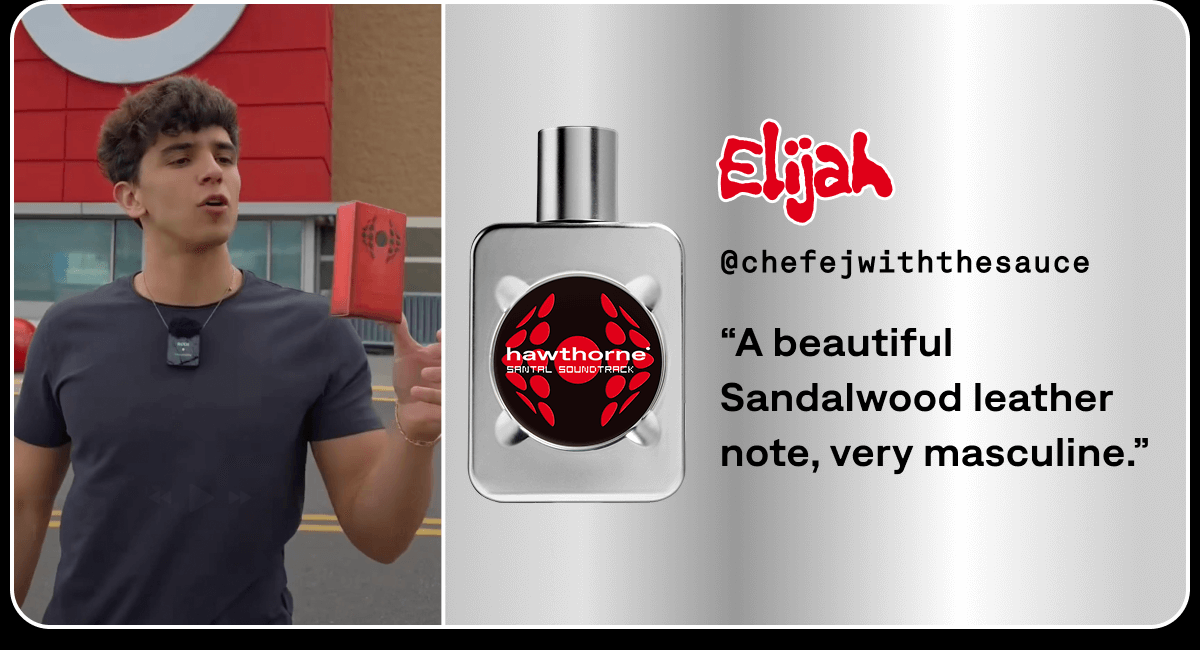 Elijah | @chefjwiththesauce | "A beautiful sandalwood leather note, very masculine."
