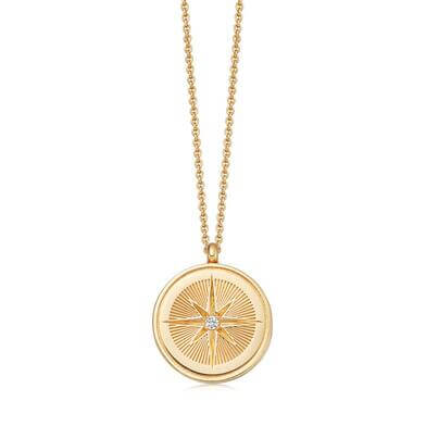Gold Celestial Compass Locket Necklace