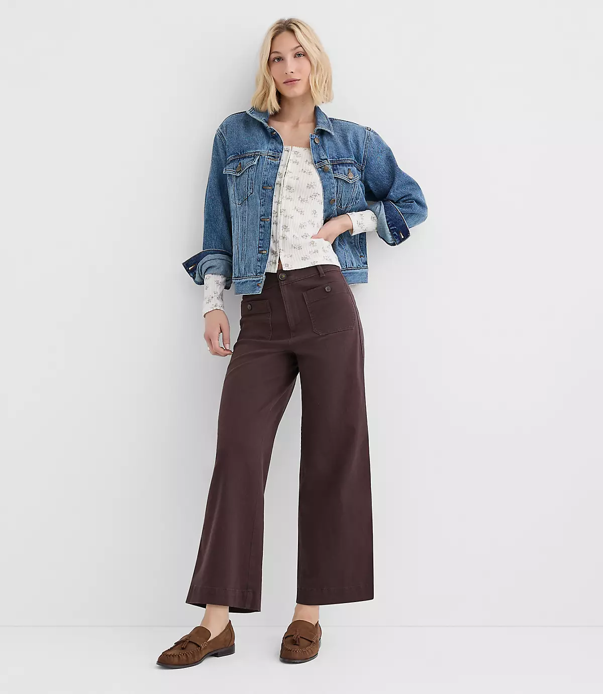 Palmer Wide Leg Crop Pants in Twill