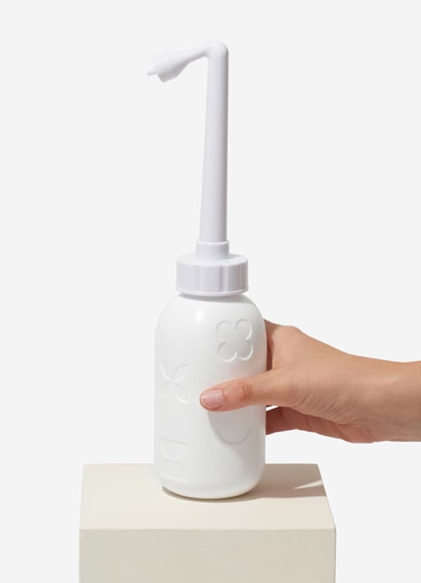 Photo of a white Peri Wash Bottle