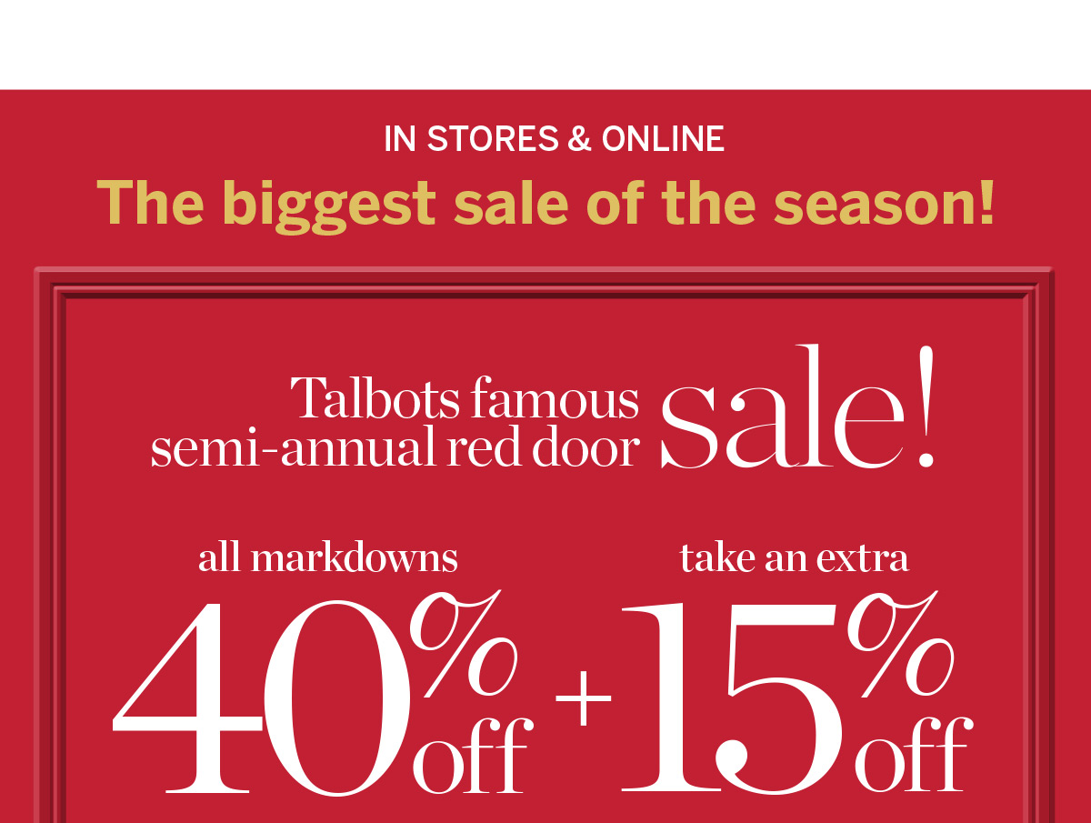 40% off All Markdowns + Take An Extra 15% off