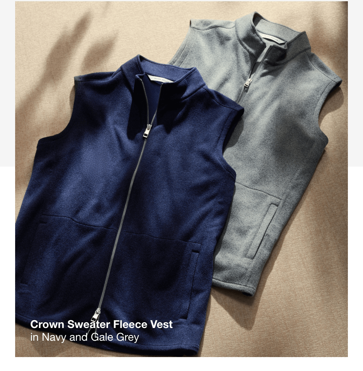 Crown Sweater Fleece Vest in Navy and Gale Grey