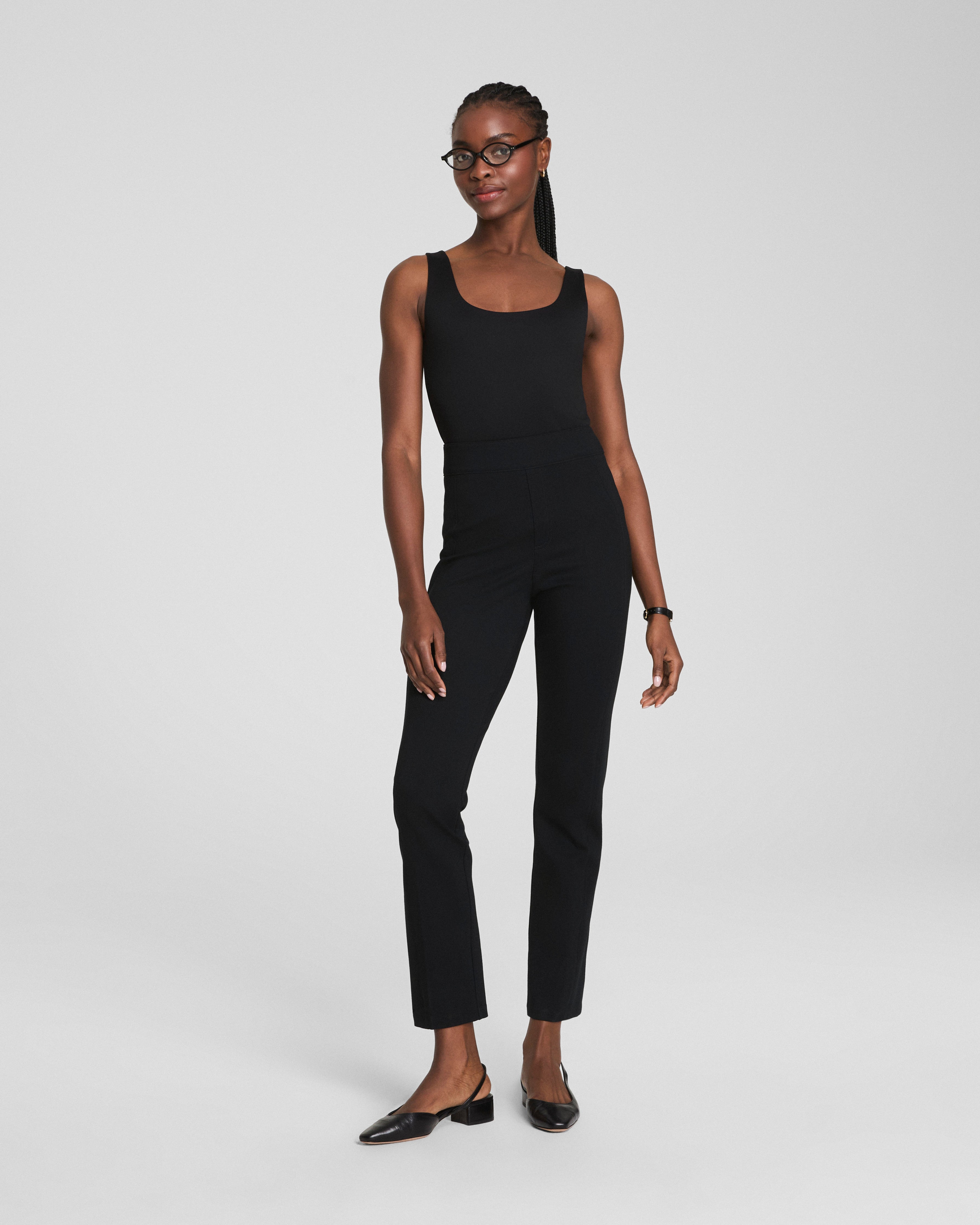 Image of Spanx Women's SPANXsupersmooth® PerfectFit Ponte Slim Straight Pants in Black