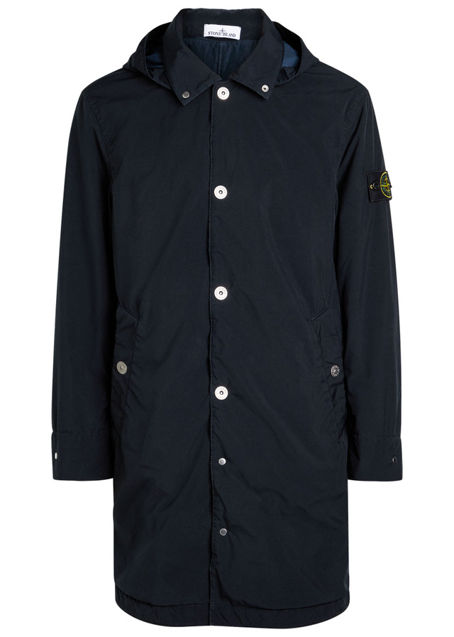STONE ISLAND Logo hooded shell coat