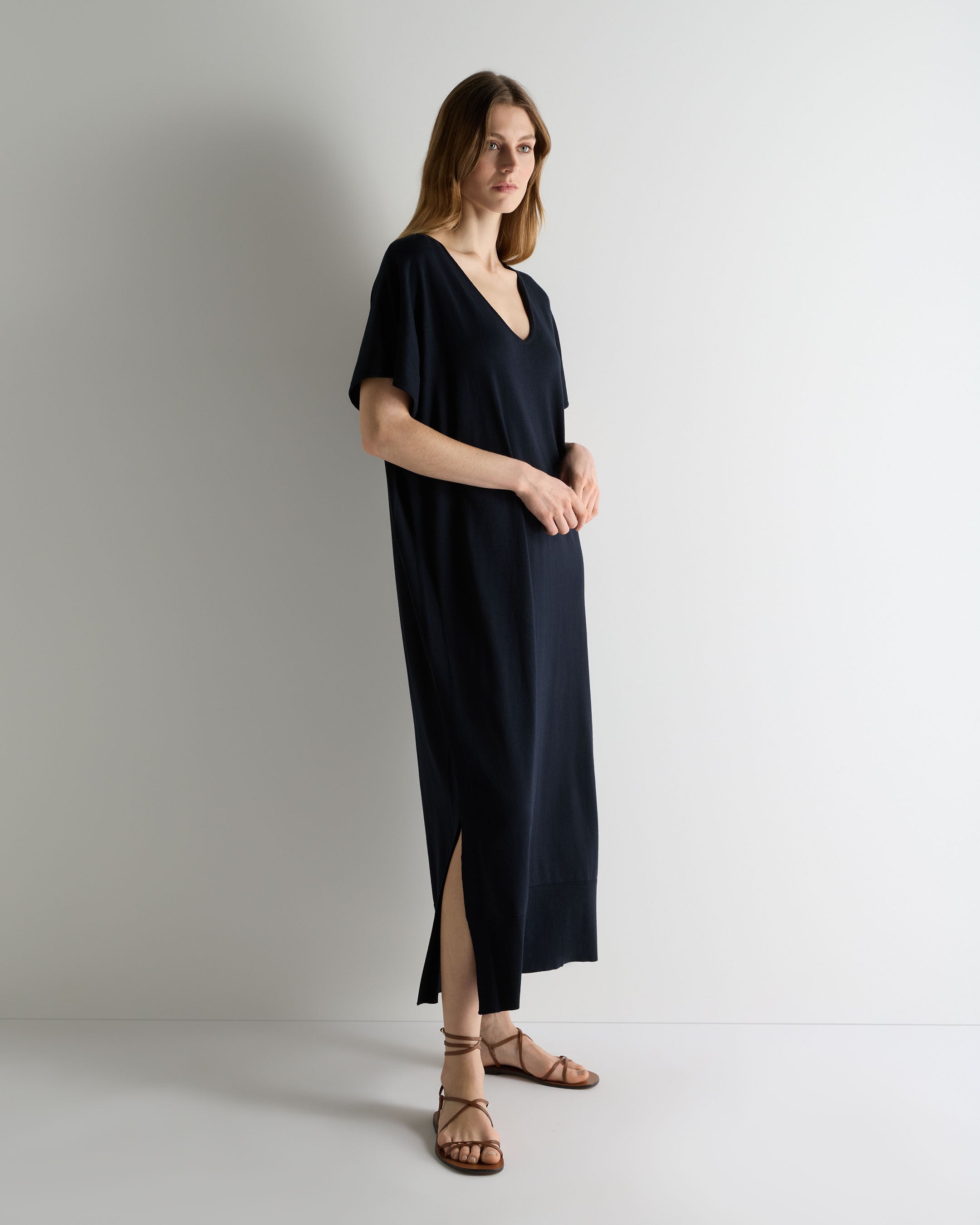 Image of Women's Relaxed Jersey Dress Navy Blue