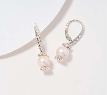 JAI Sterling Bead & Freshwater Pearl Leverback Earrings
