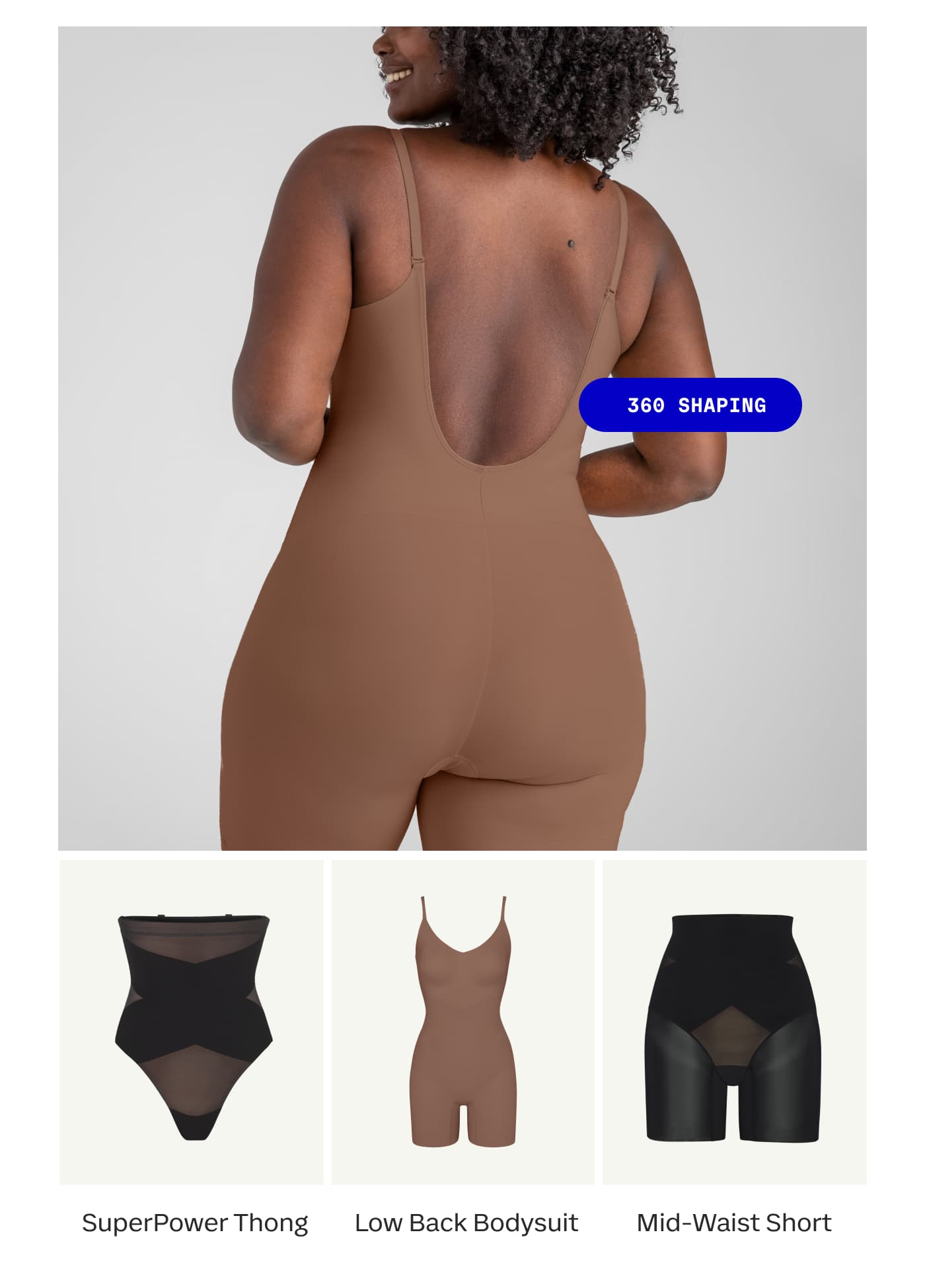 360 SHAPING | SuperPower Brief | Low Back Bodysuit | Mid-Waist Short