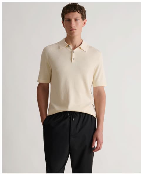 Silk-Cotton Fine Knit Polo