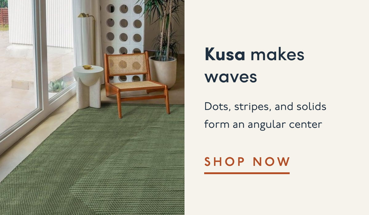 Kusa makes waves | Dots, stripes, and solids form an angular center | SHOP NOW