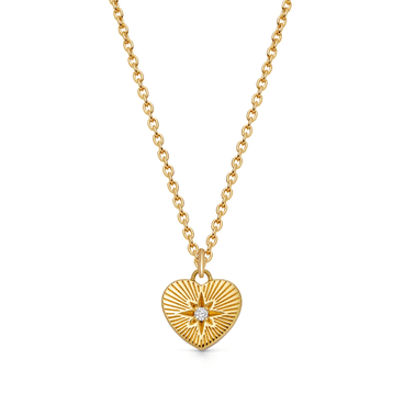 Gold Biography Heart Pendant Necklace