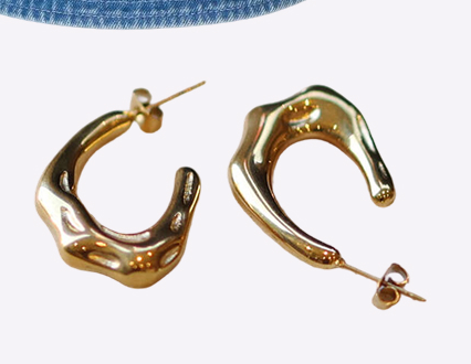 Molten Gold Hoops Earrings