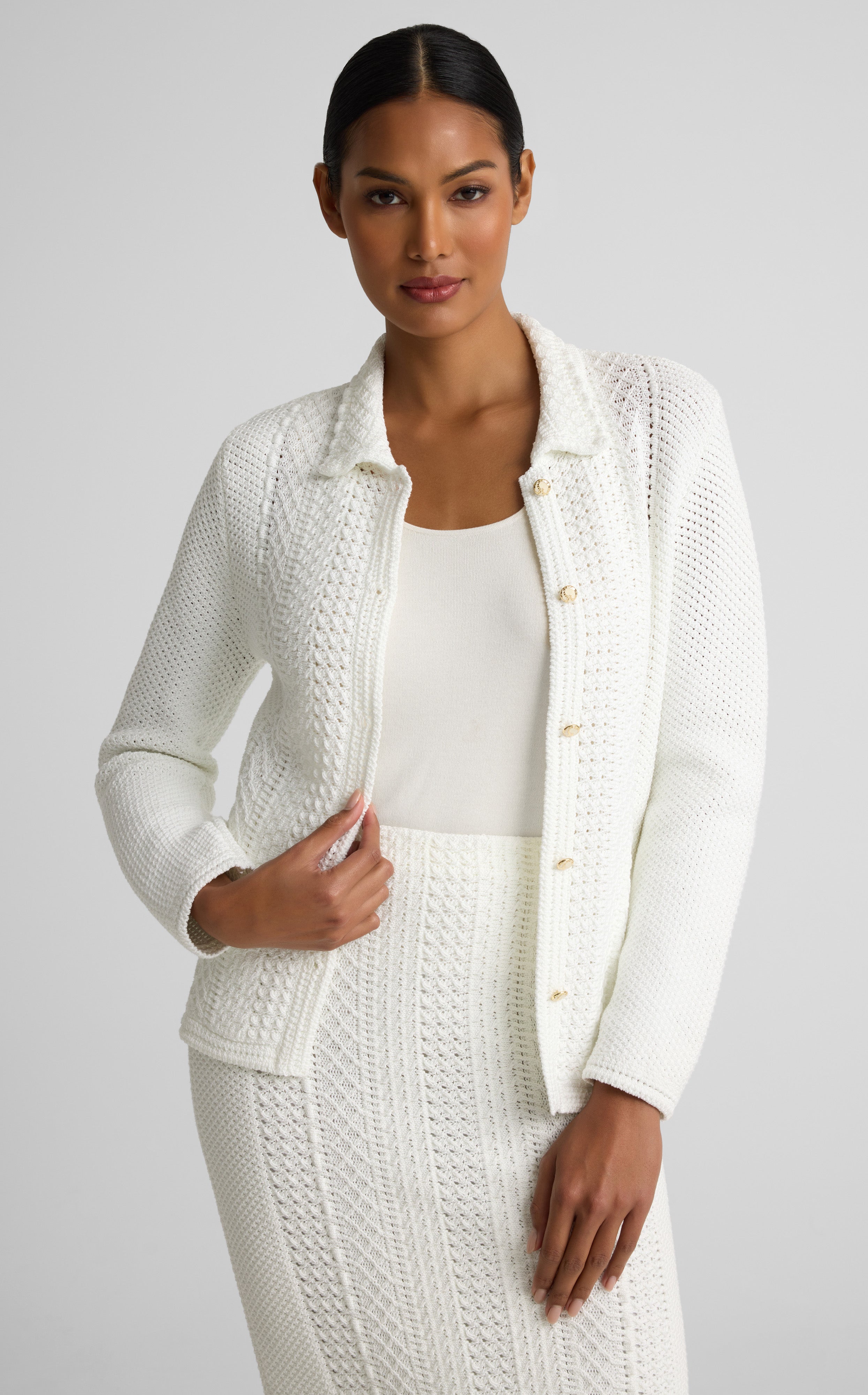 Image of Beatrix Jacket In Cotton Crochet Knit