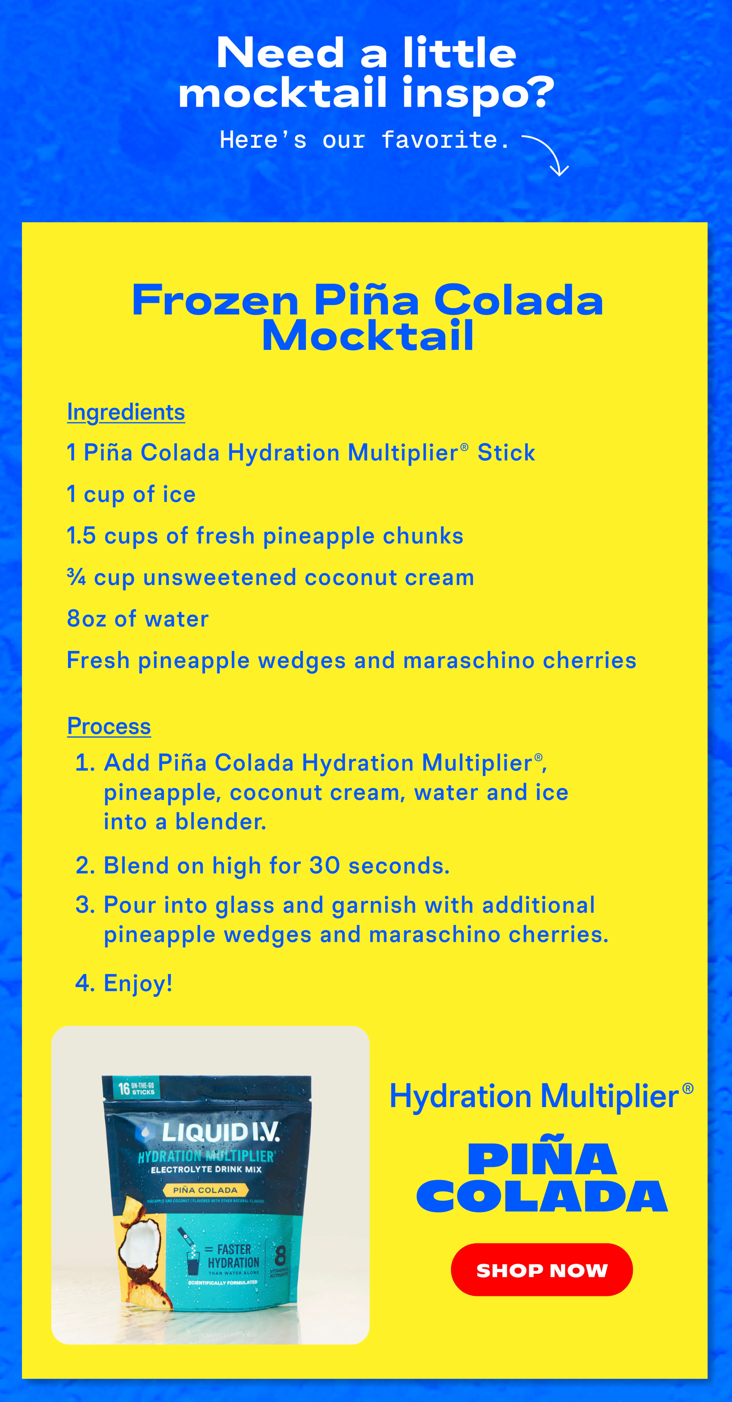 Frozen Pina Colada Mocktail Hydration Multiplier