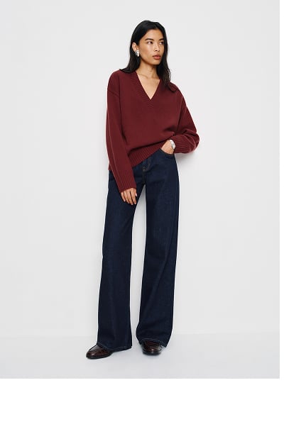 Jadey Cashmere Oversized V-neck Sweater
