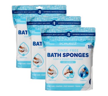 SCRUBZZ Rinse Free 75pc Bath Single Use Shower Sponge