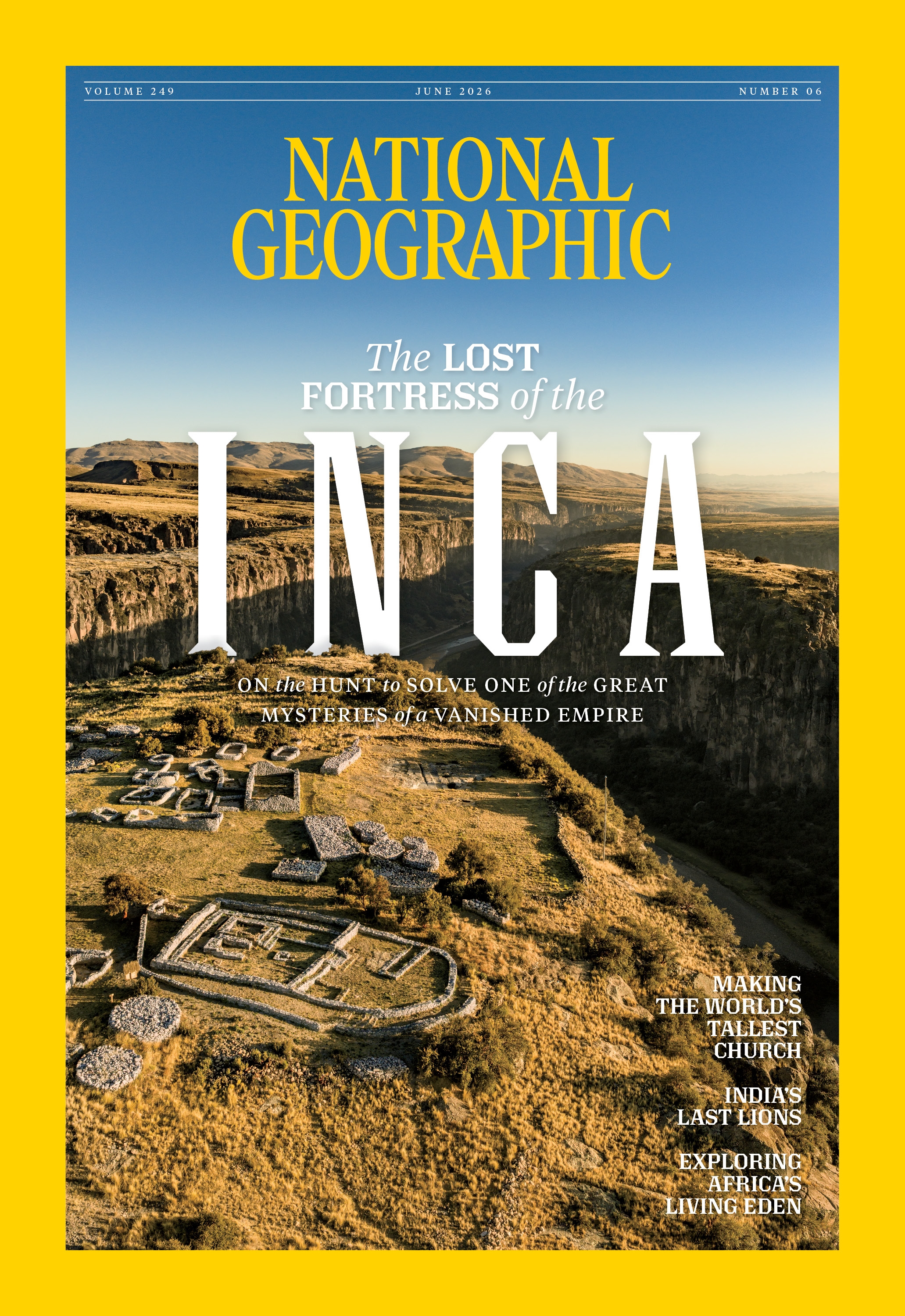 National Geographic cover featuring an aerial view of Inca ruins.
