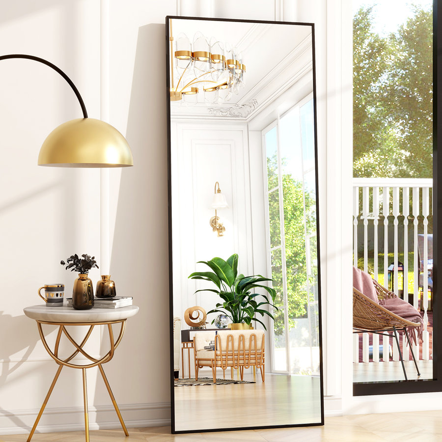 Aluminum Alloy Framed Full Length Mirror with Stand Rectangle Wall Mirror