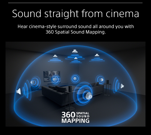Sound straight from cinema |  Hear cinema-style surround sound all around you with 360 Spatial Sound Mapping.