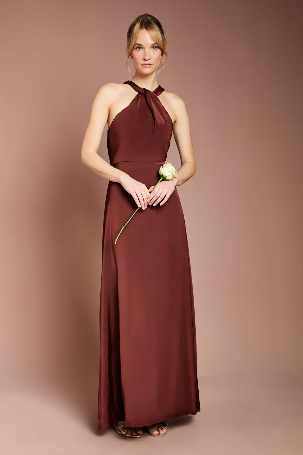 Coast Honoured Twist Halterneck Satin Maxi Bridesmaid Dress