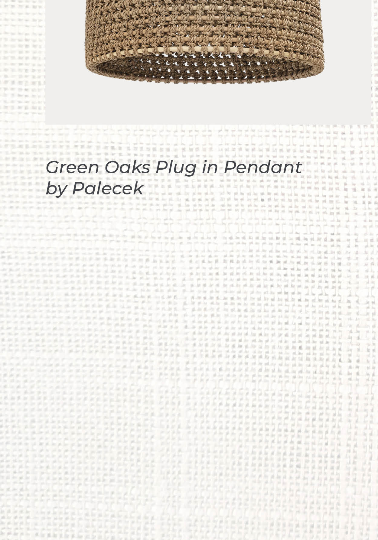 Green Oaks Plug in Pendant by Palecek