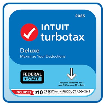 TurboTax Deluxe 2025 Federal E-File + State Download for PC/Mac, Includes $10 Credit In-Product