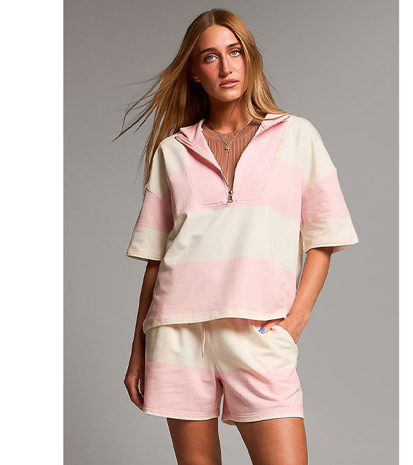 Striped Quarter Zip Pullover