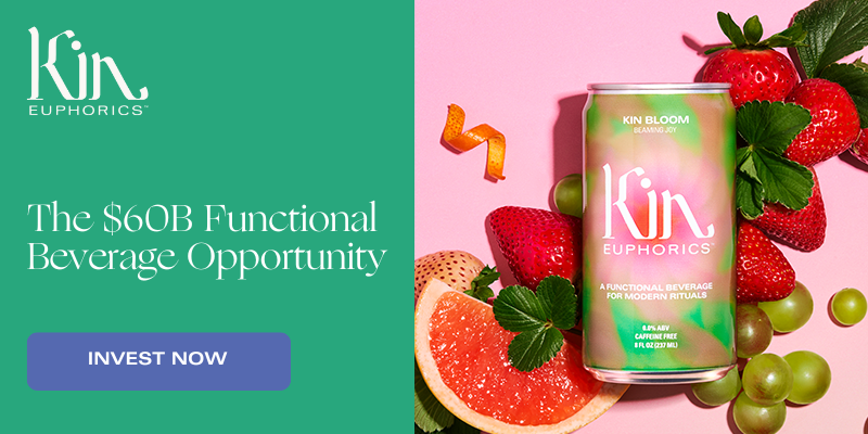 Banner reads: The $60B Functional Beverage Opportunity. Click here to Invest Now.