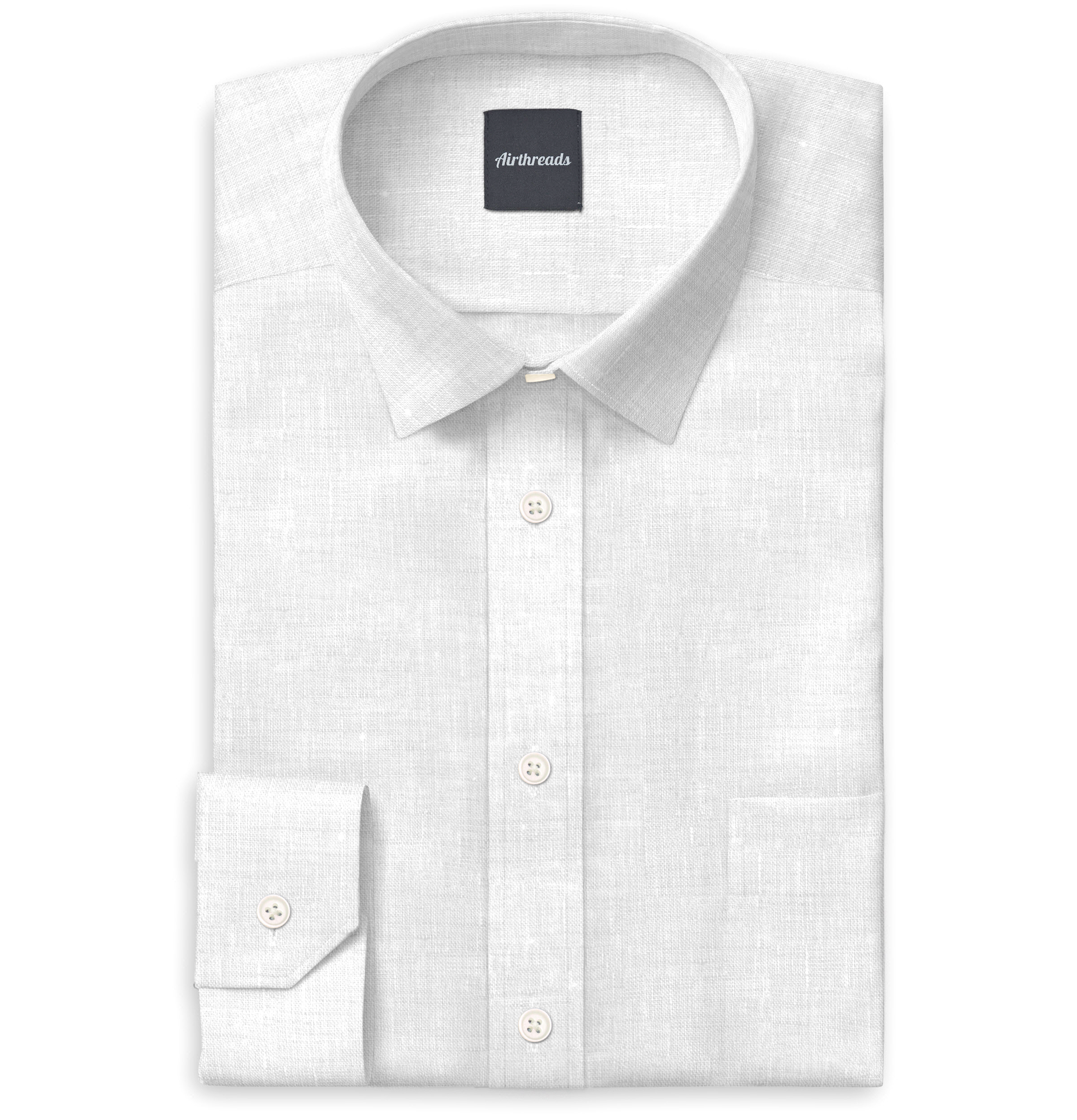Image of Long Sleeve Linen Shirt in White