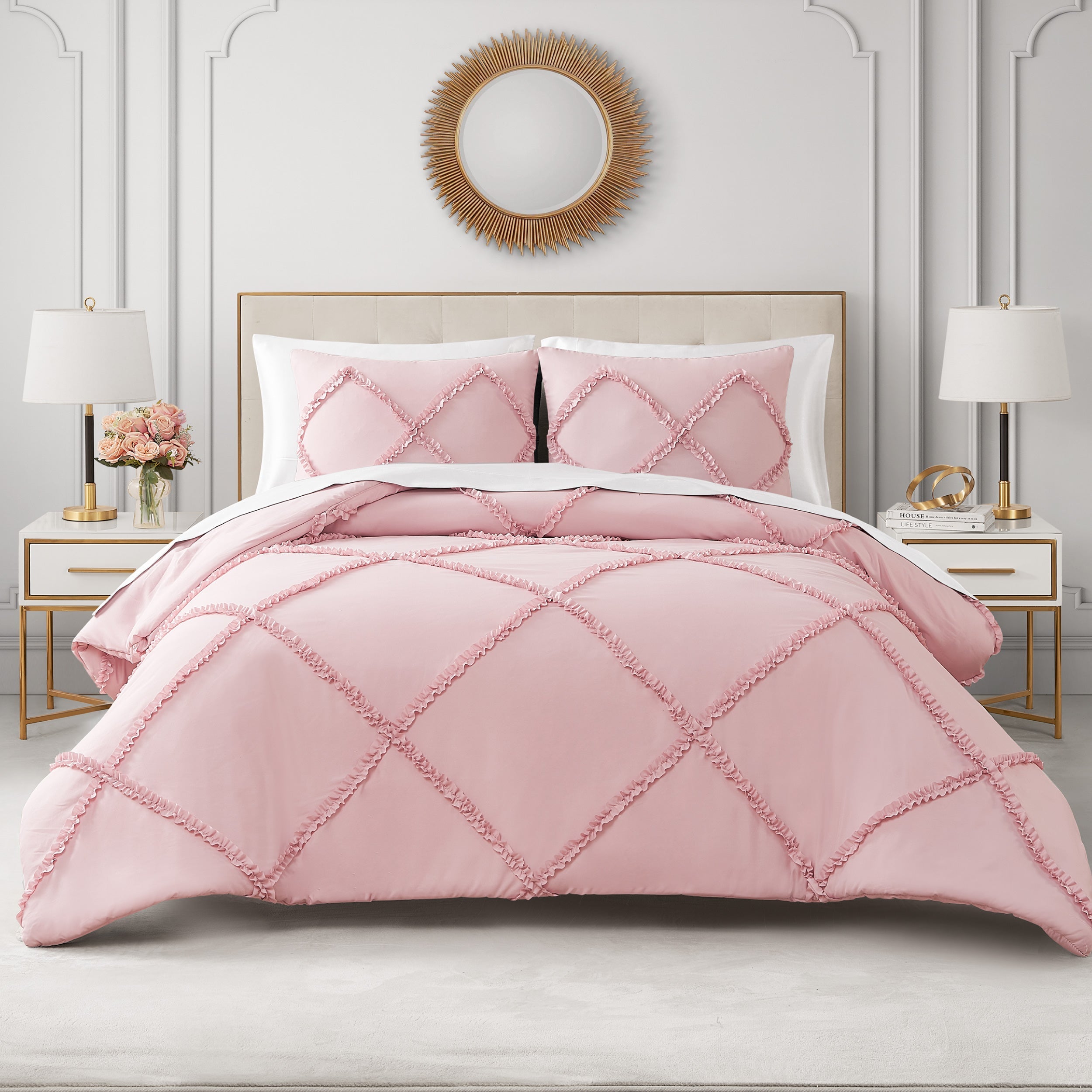 Image of Diamond Ruffle Comforter Set