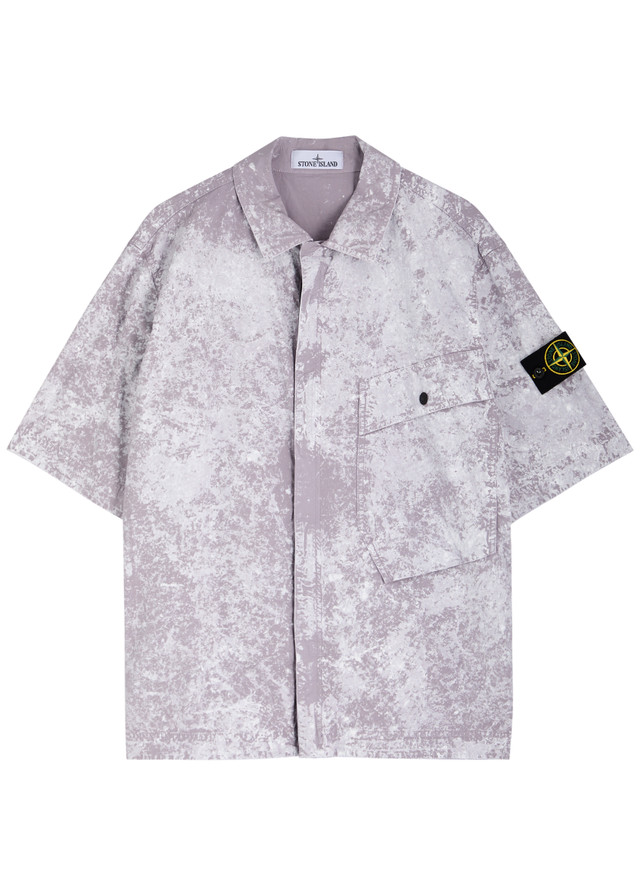STONE ISLAND Printed stretch-cotton poplin shirt
