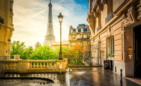 Small Street Eiffel Tower Paris