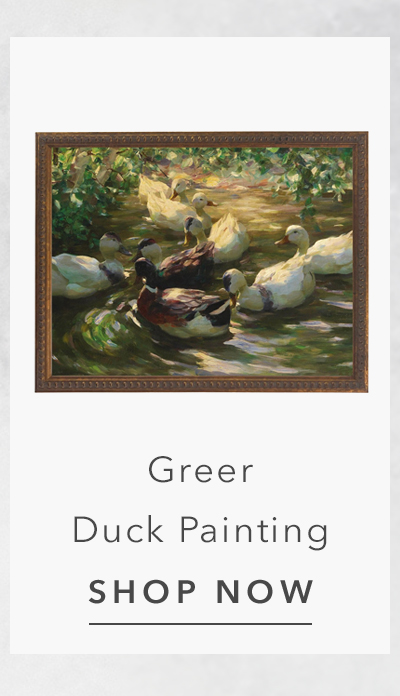 Greer Traditional Green Duck Antique Gold Frame Painting