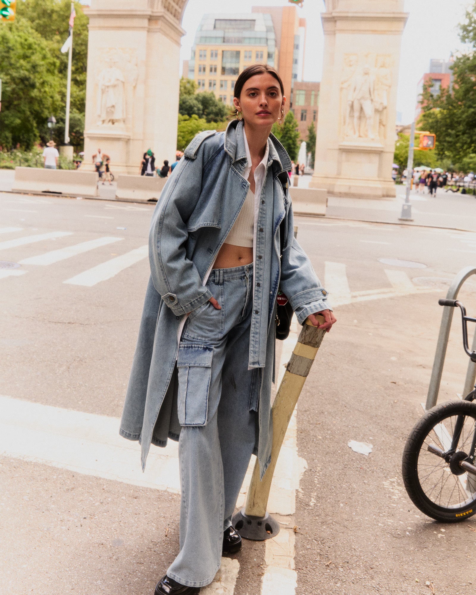 Image of Wild Skies Denim Trench - Stonewash