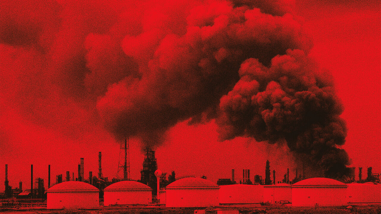 Smoke rises following a strike on the Bapco Oil Refinery in Bahrain