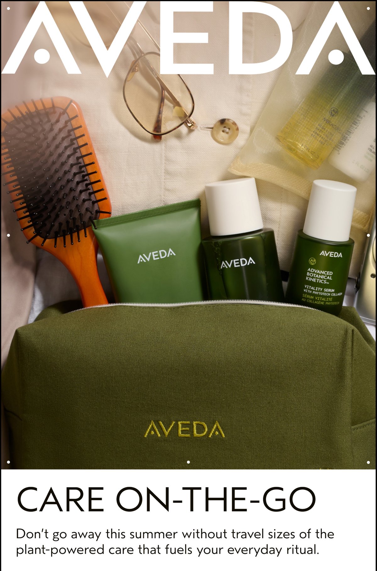 AVEDA | CARE ON-THE-GO | Don't go away this summer without travel sizes of the plant-powered care that fuels your everyday ritual.