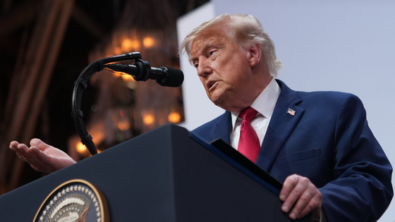 President Donald Trump speaks during a news conference at the G7 summit in France.