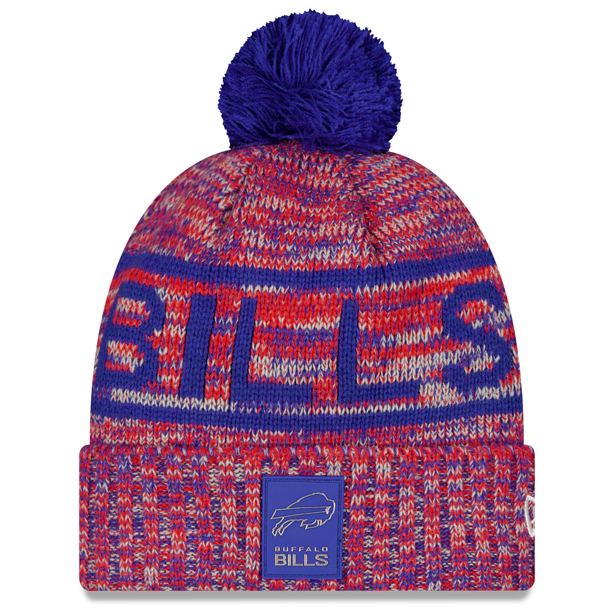 Buffalo Bills New Era 2025 Sideline Cold Weather Cuffed Knit Hat with Pom - Red