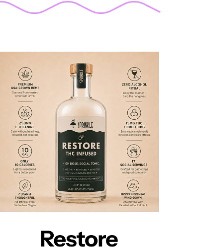 Premium USA-grown hemp sourced from natural farms. 250mg L-theanine. 10 calories. Clean & thoughtfully crafted. Restore THC infused.