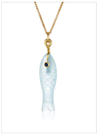 GUMP'S Aquamarine Fish Charm