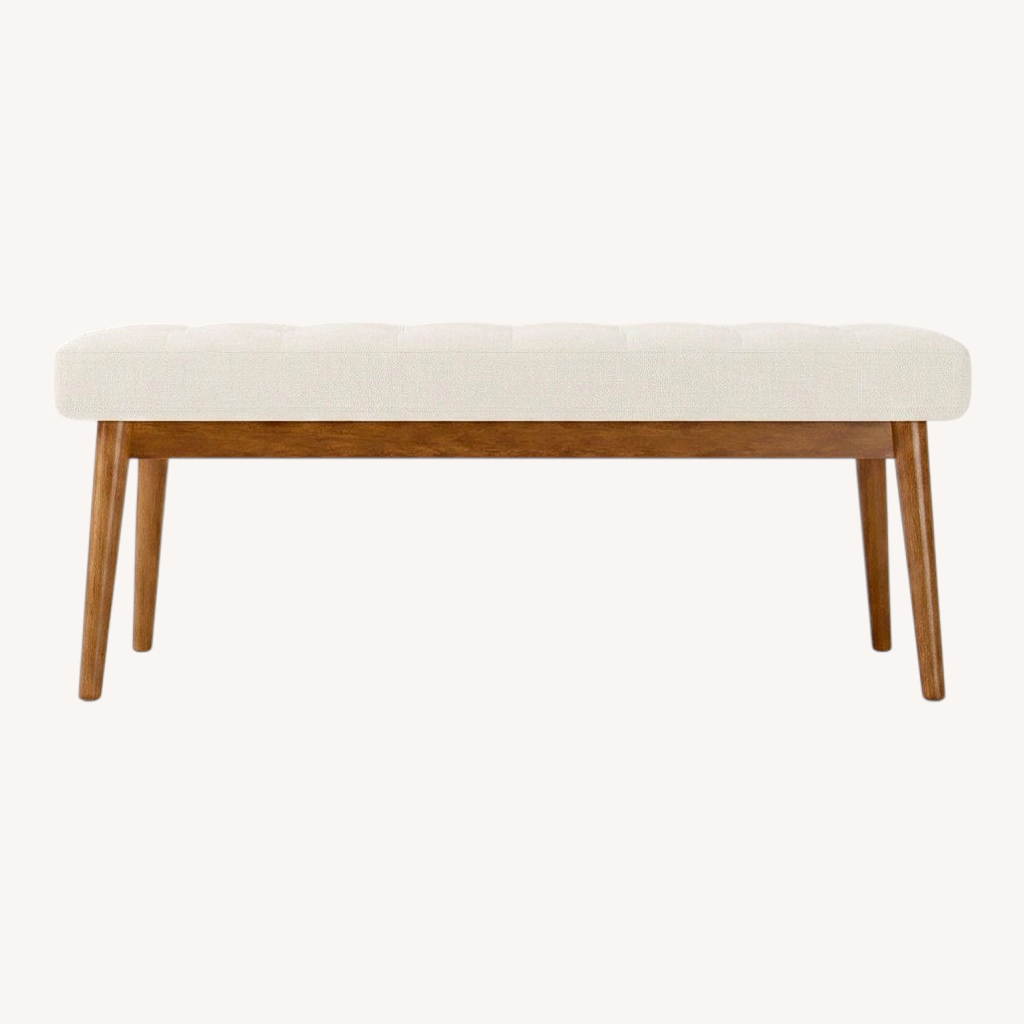 Image of West Elm Mid-century Light Gray Fabric Bench