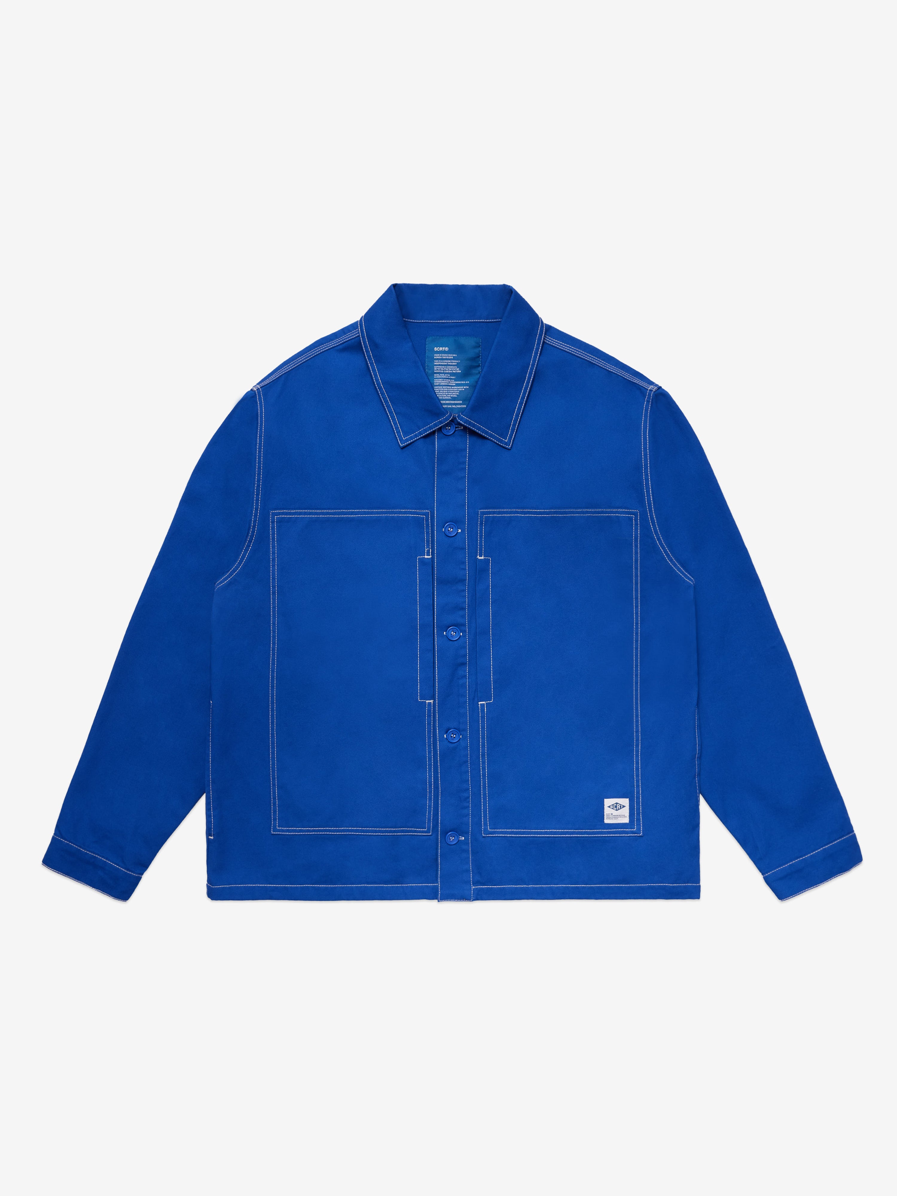 Image of Contrast-Stitch Overshirt - Blue