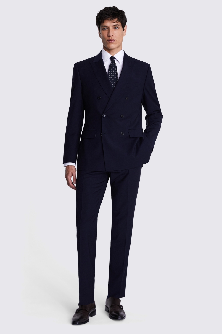 Tailored Fit Navy Double Breasted Performance Jacket