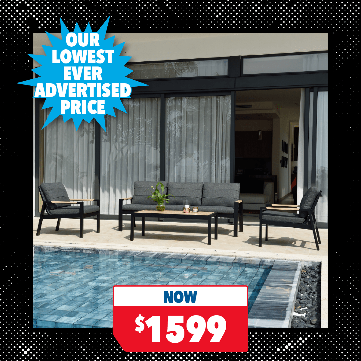 Panama 4-Piece Outdoor Lounge Suite - Black