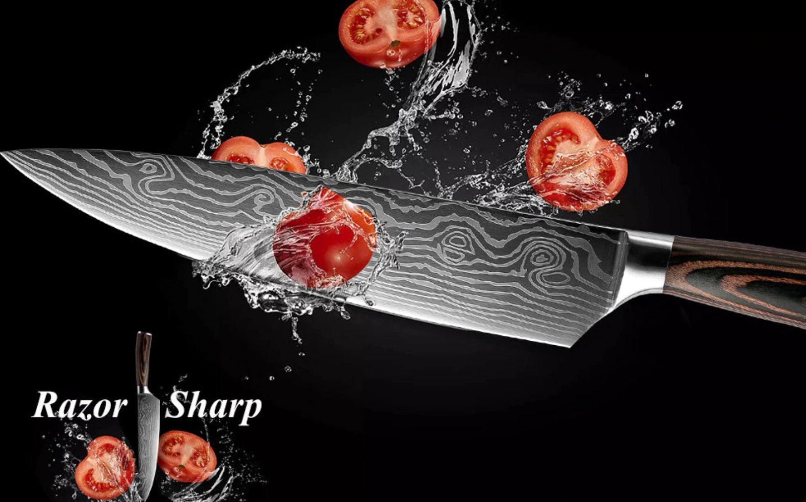 Image of knife slicing through tomato