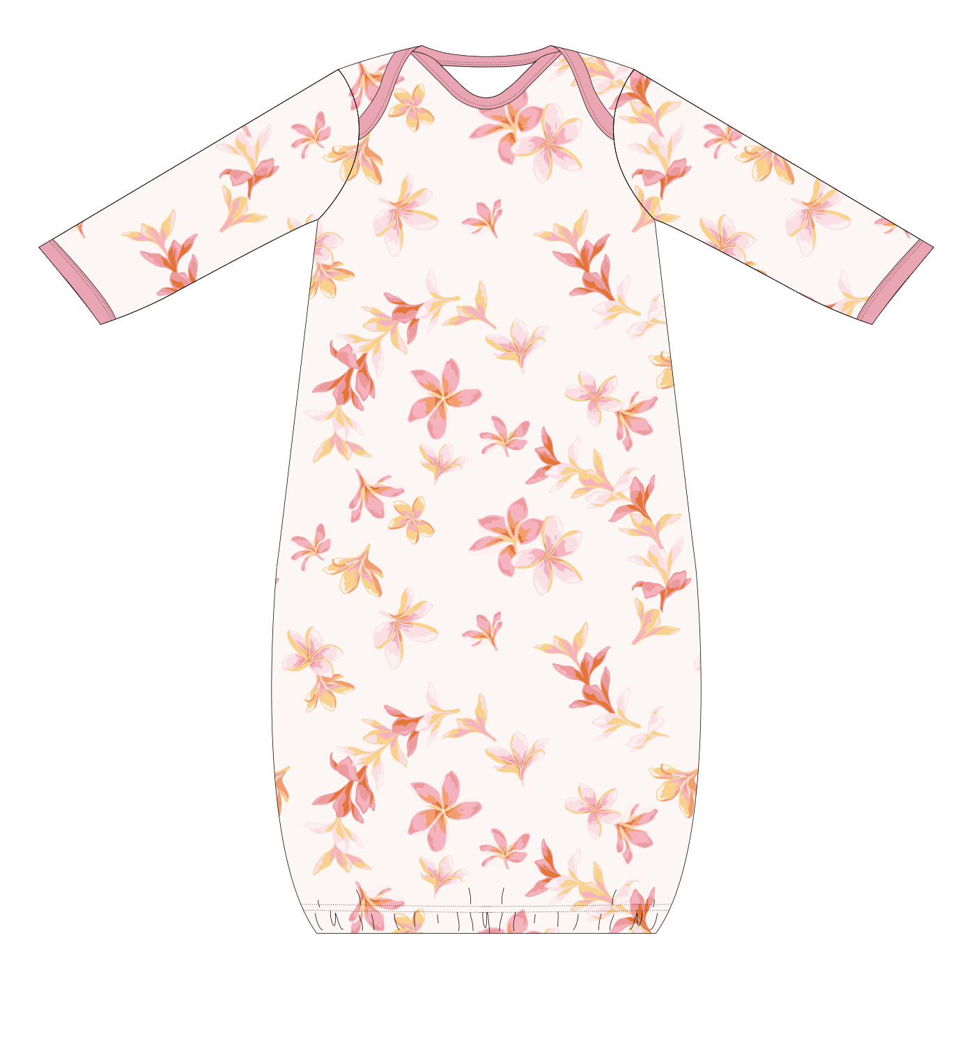 Image of Plumeria Honey Bamboo Layette Gown