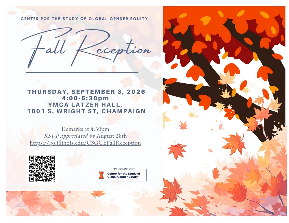Event poster for CSGGE Fall Reception 2026 Sep 3 4-5:30pm YMCA