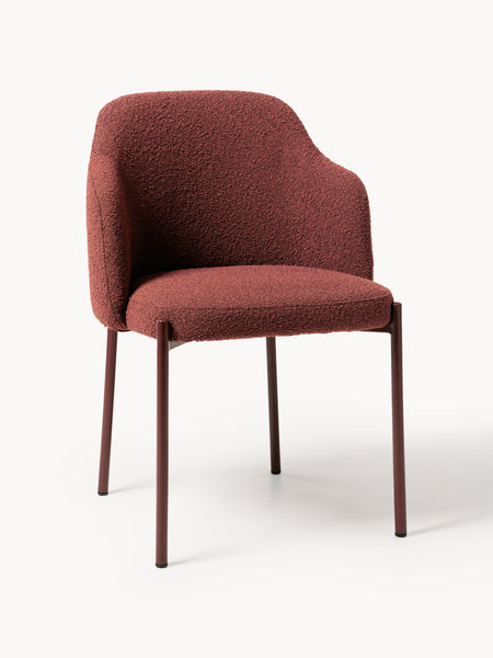Sedia imbottita in bouclé con braccioli Felicia